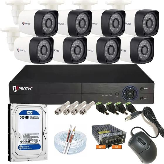 Kit Segurança Cftv 8 Câmeras Fullhd 1080p Dvr Cloud Completo protec