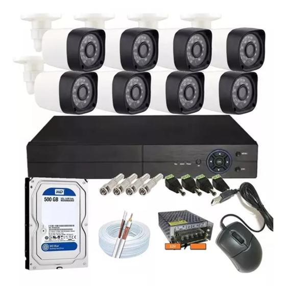 Imagem de Kit Segurança Cftv 8 Câmeras Fullhd 1080p Dvr Cloud Completo