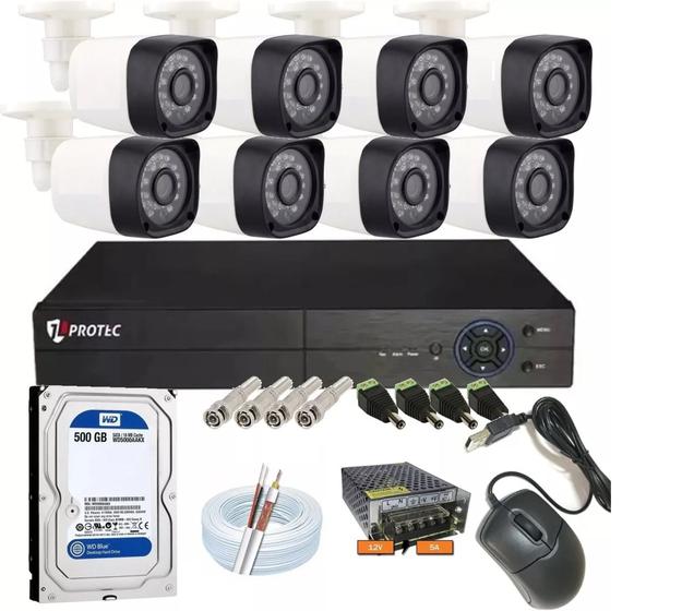 Imagem de Kit Segurança Cftv 8 Câmeras Fullhd 1080p Dvr Cloud Completo