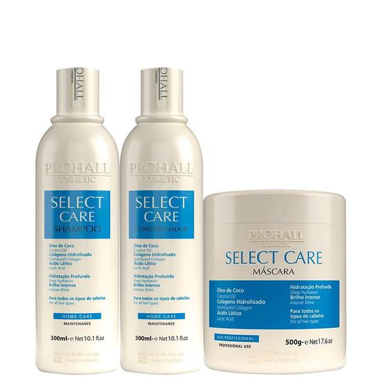 Imagem de Kit Select Care Shampoo + Condicionador 300ml + Máscara 500g Manutenção Pós Química