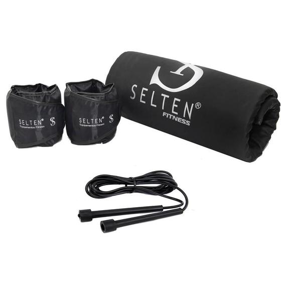 Imagem de Kit Selten Colchonete + Par Caneleira 1Kg + Corda de Pular