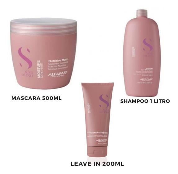 Imagem de Kit Semi Di Lino Moisture Shampoo 1 L Máscara 500 Leave Pq