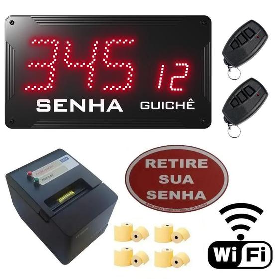 Imagem de Kit Senha e Guichê II Wi-Fi - Painel de Senha e Guichê + Impressora Sem Fio + Acessórios