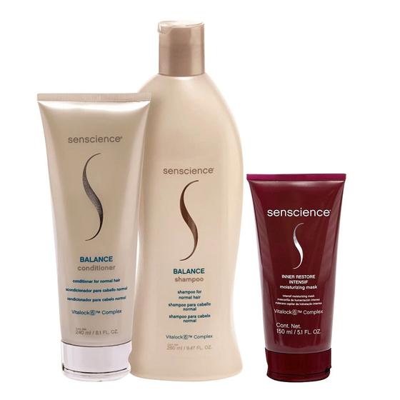 Imagem de Kit Senscience Balance Shampoo 280ml + Condicionador 240ml + Inner Restore Intensif Moisturizing Mask 150ml