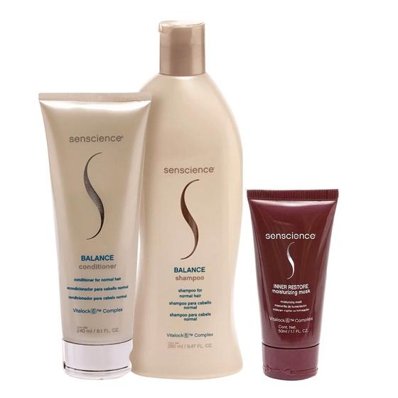 Imagem de Kit Senscience Balance Shampoo 280ml + Condicionador 240ml + Inner Restore Intensif Moisturizing Mask 50ml