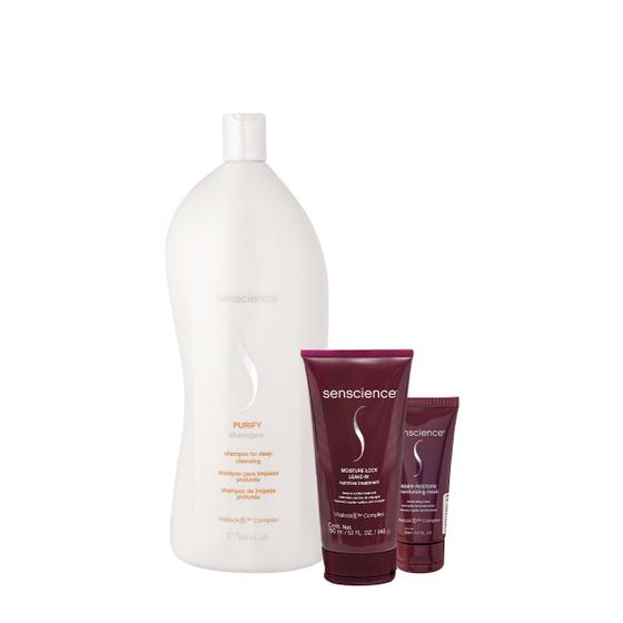 Imagem de Kit Senscience Purify Shampoo Inner Restore Máscara Mostuire Leave-in (3 produtos)