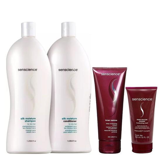 Imagem de Kit Senscience Silk Moisture - Shampoo 1000ml + Condicionador 1000ml + Inner Restore Deep 200ml + Inner Restore Intensif 150ml