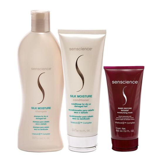 Imagem de Kit Senscience Silk Moisture Shampoo 280ml + Condicionador 240ml + Máscara Inner Restore 150ml