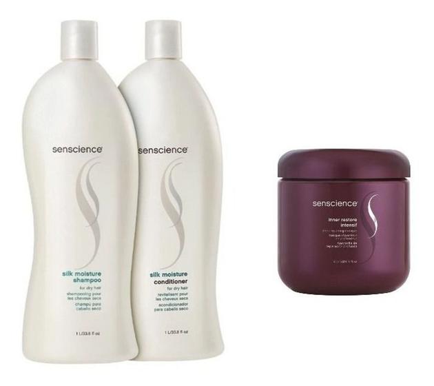 Imagem de Kit Senscience Silk Shampoo + Condicionador + Mascara Inner restore Intensif - 2x1L + 500g