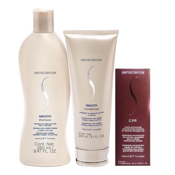 Imagem de Kit Senscience Smooth Shampoo 280ml + Condicionador 240ml + CPR 2 x 25ml