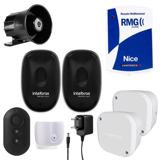 Kit Sensor de Barreira IVA5015 C/ Receptor Controle e Sirene