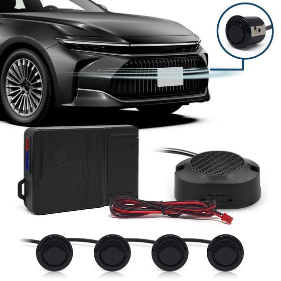 Imagem de Kit Sensores Dianteiros Preto Range Rover Estacionamento Frontais Frente Buzzer 4 Pontos