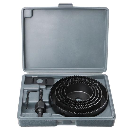 Imagem de kit Serra Copo P/ Madeira Gesso Drywall PVC 9PC com maleta