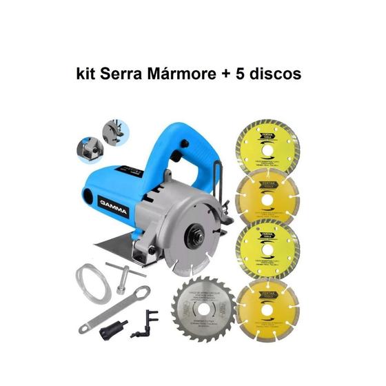 Imagem de KIT Serra Marmore (220V) 1300W 4.3/8 - Gamma - Hg078/Br2 + 5 Discos