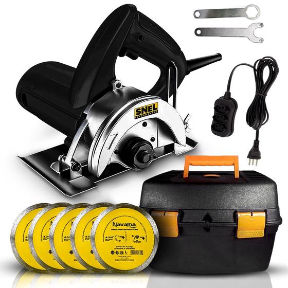 Kit Serra Mármore 2800w Profissional 4.3/8" Com Maleta 14" Extensão Bipolar 2 Metros e 5 Discos de Corte Menor preço em Kit Serra Mármore 2800w Profissional 4.3/8" Com Maleta 14" Extensão Bipolar 2 Metros e 5 Discos de Corte