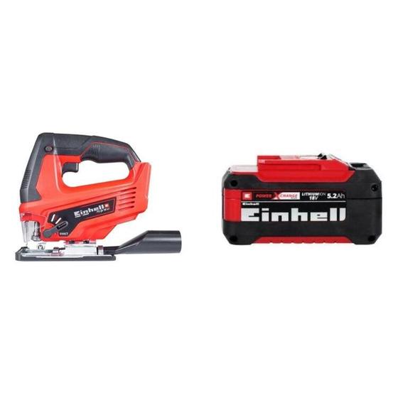 Imagem de Kit Serra Tico Tico Einhell Tc-js 18 Li Solo com Bateria Power X-change 18v 5,2ah Plus Einhell