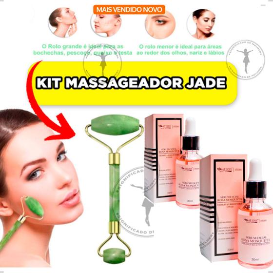 Imagem de Kit Sérum 2 Rosa mosqueta + Rolinho pedra de Jade Massage