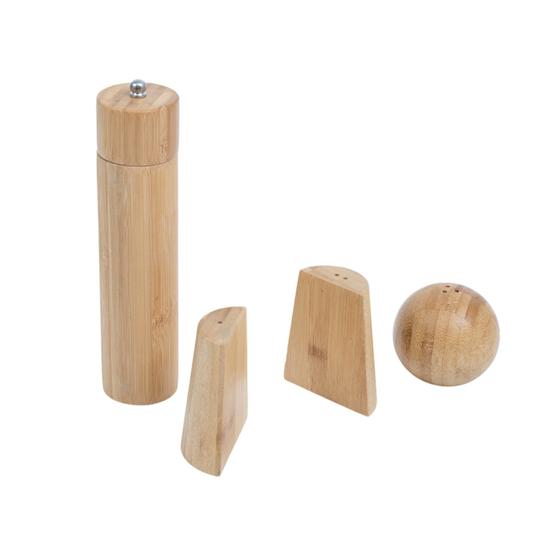 Imagem de Kit servir e temperar com moedor abridor em bambu 4 pç Oikos