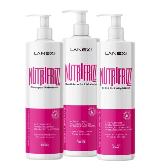 Imagem de Kit Sh 300ml + Cond 300ml + Leave in 300ml Nutrifrizz Lanox