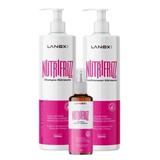 Imagem de Kit Sh 300ml + Cond 300ml + Óleo 60ml Nutrifrizz 300ml Lanox