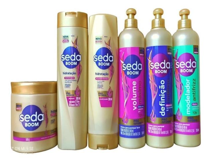 Imagem de Kit Sh+cond+masc+creme Volume+definição+modelador Seda Boom Cabelos cacheados