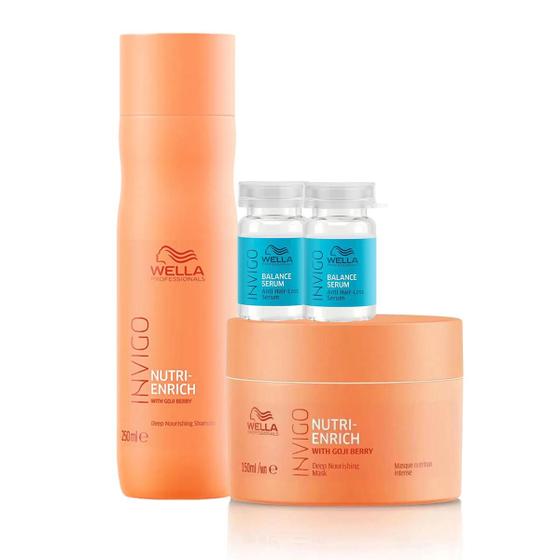 Imagem de Kit Shampoo  250ml, Máscara 150ml, e  2 Ampolas 10m  - Wella