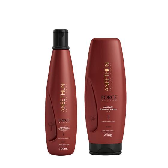 Imagem de Kit Shampoo 300ml + Mascara 250ml Force System  - Aneethun