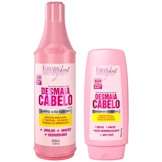 Imagem de Kit Shampoo 500ml + Condicionador 300g Desmaia Cabelo  Forever Liss