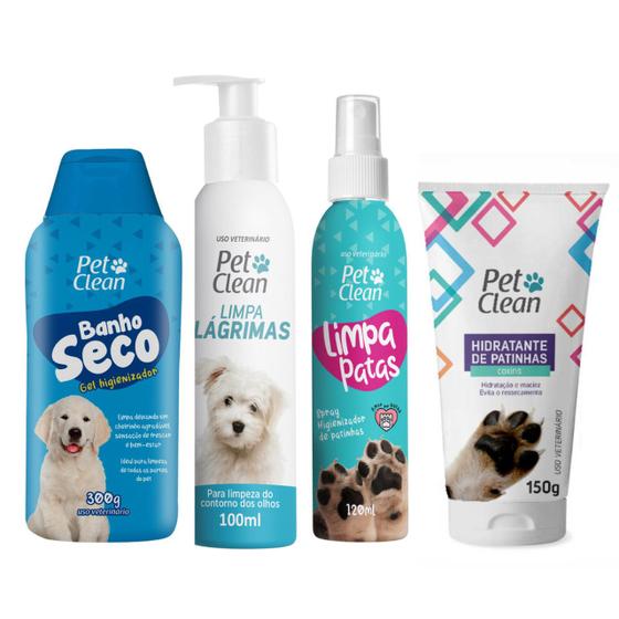 Kit Shampoo A Seco Para Cachorro + Limpa Lagrimas Pet Clean Shampoo