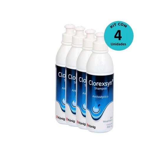 Imagem de Kit Shampoo Antisséptico Clorexsyn Knig 200Ml Com 4 Unidades