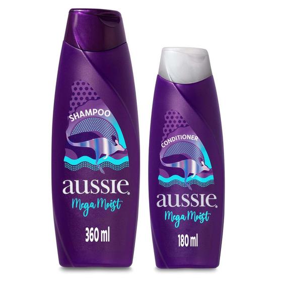 Imagem de Kit Shampoo Aussie Mega Moist Super Hidratação 360ml e Condicionador 180ml