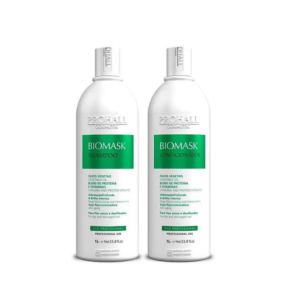 Imagem de Kit Shampoo Biomask 1L + Condicionador Biomask 1L Prohall
