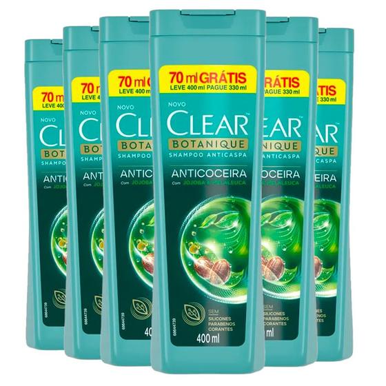 Imagem de Kit Shampoo Clear Anticaspa Anticoceira Leve 400ml Pague 330ml 6 Unidades