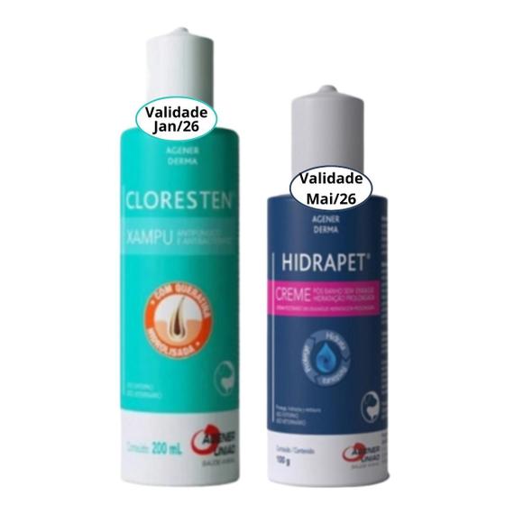 Imagem de Kit Shampoo Cloresten 200ml + Hidrapet creme 100g Cães E Gatos