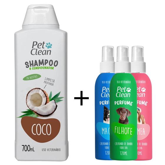 Imagem de Kit Shampoo Coco + Perfume para Cães e Gatos Pet Clean