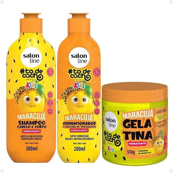 Imagem de Kit Shampoo + Cond E Gelatina Salon Line Kids Maracujá