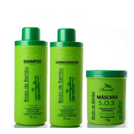 Imagem de Kit Shampoo, Cond E Másc Broto De Bambu Aramath Profissional