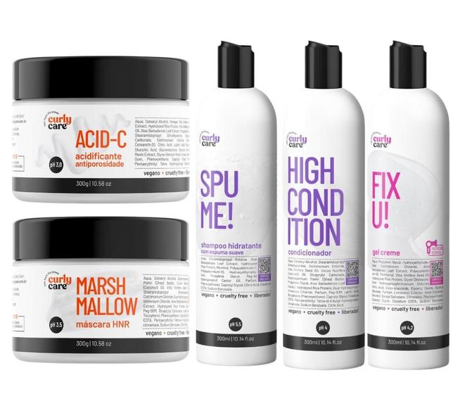 Imagem de Kit Shampoo, Cond, Fix U, Marshmallow e Acid-C Curly Care