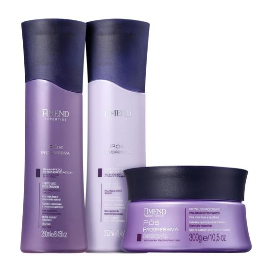 Imagem de Kit  shampoo + cond. + Másc Pós Progressiva 250ml Amend