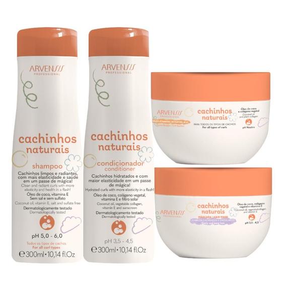 Imagem de Kit Shampoo, Cond, Máscara e Geleia Suave Cachinhos Arvensis