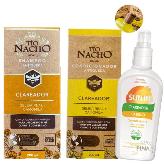 Imagem de Kit Shampoo Condicionador 200ml Tio Nacho Clareador Antiqueda Sun in phytoervas 120ml