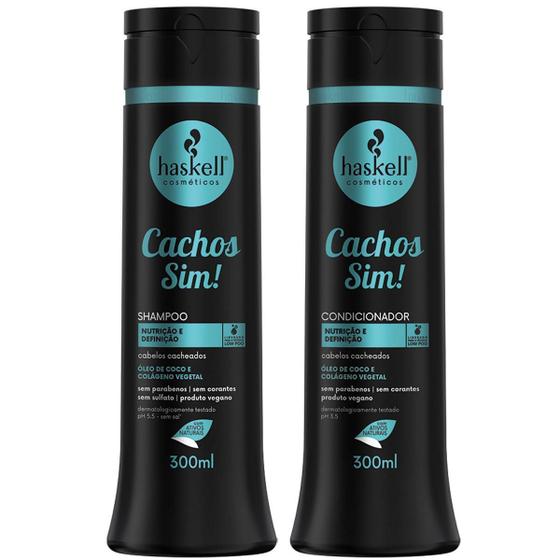 Imagem de Kit Shampoo Condicionador 300Ml Haskell Cachos Sim