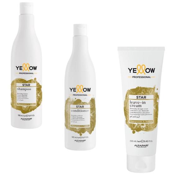 Imagem de Kit Shampoo Condicionador 500Ml E Leave-In 250Ml Yellow Star