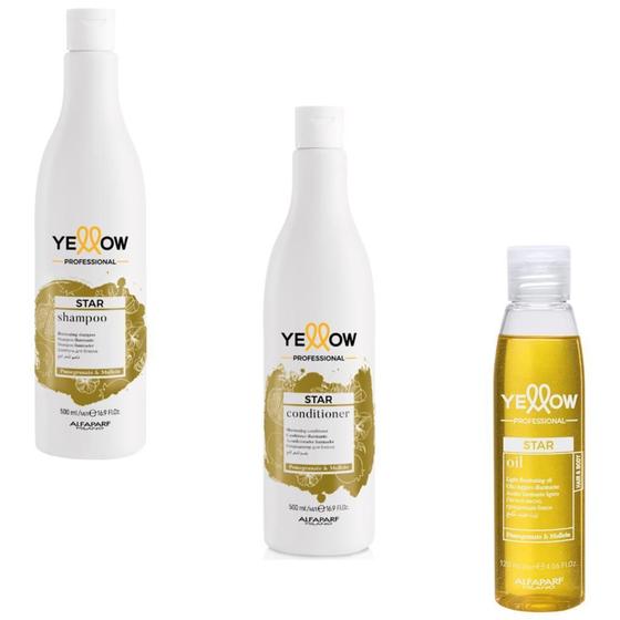 Imagem de Kit Shampoo Condicionador 500Ml E Óleo 120Ml Yellow Star