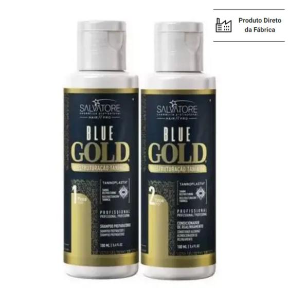 Imagem de Kit Shampoo + Condicionador Alisante Blue Gold 100 ml - Salvatore