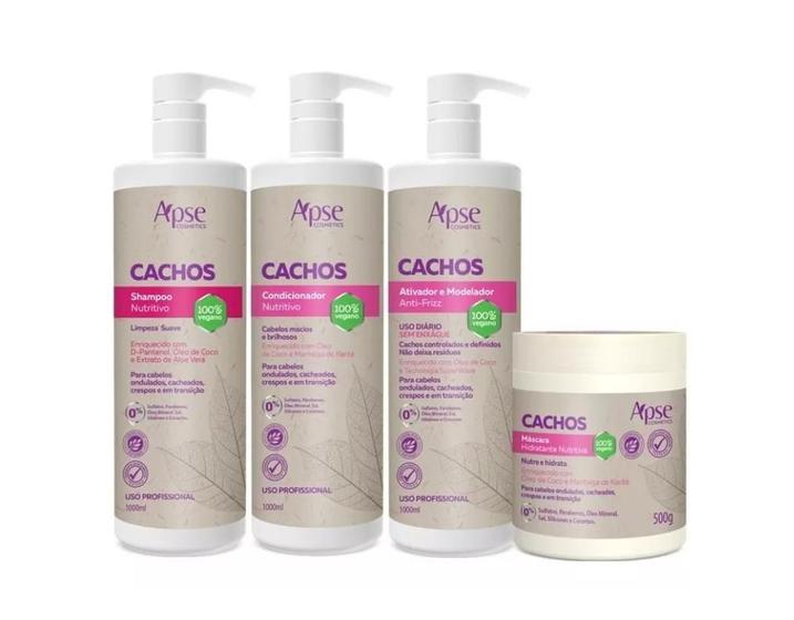 Imagem de Kit Shampoo, Condicionador, Ativador E Máscara Cachos - Apse