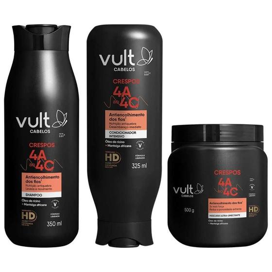 Imagem de Kit Shampoo Condicionador E Máscara Vult Crespos