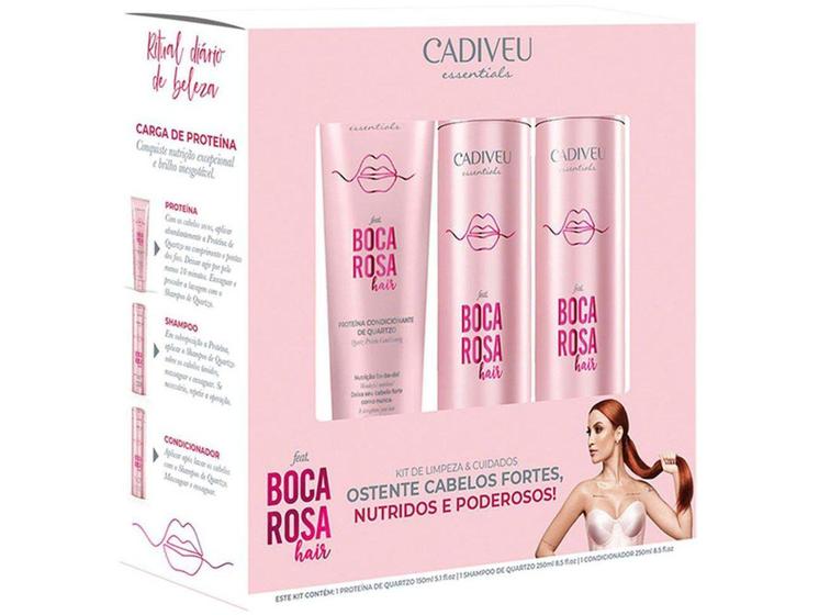 Imagem de Kit Shampoo Condicionador e Pré Shampoo Cadiveu - Essentials Boca Rosa Hair Quartzo