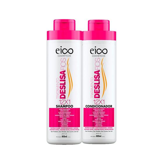 Imagem de Kit Shampoo + Condicionador Eico Cosméticos Deslisa Fios 800ml cada