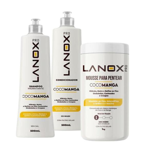 Imagem de Kit Shampoo + Condicionador + Gelatina Cocomanga Lanox Pro